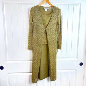 Vintage Jessica Howard Women's Metallic Gold Top & Attached Cardigan Sz 10 NWT